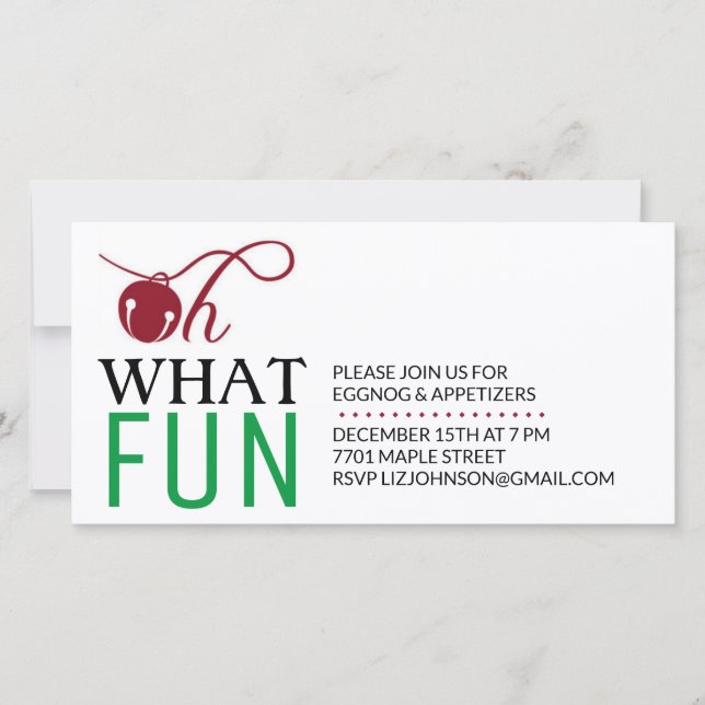 OH WHAT FUN HOLIDAY PARTY INVITATION (Front)