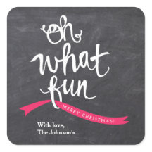 Oh What Fun Holiday Ribbon Square Sticker
