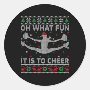 Oh What Fun It Is To Cheer Ugly Cheerleading Chris Classic Round Sticker