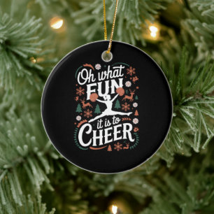 Oh What Fun It Is To Cheer Ugly Cheerleading Xmas Ceramic Tree Decoration