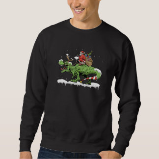 Oh What Fun It Is To Rawr Santa Claus Dinosaur Rid Sweatshirt
