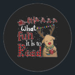 Oh What Fun It Is To Read Christmas Cute Reindeer  Classic Round Sticker<br><div class="desc">Oh What Fun It Is To Read Christmas Cute Reindeer Read Books</div>