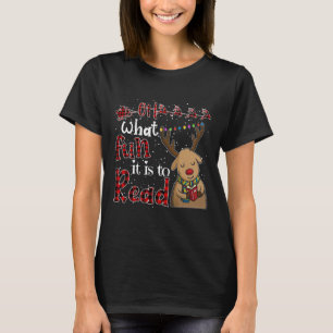 Oh What Fun It Is To Read Christmas Cute Reindeer T-Shirt