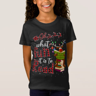 Oh What Fun It Is To Read Christmas Cute Reindeer  T-Shirt