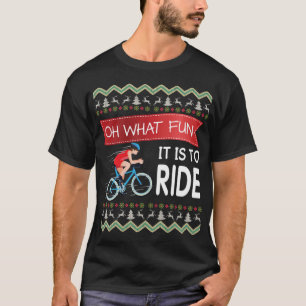 Oh What Fun It Is To Ride Bicycle Biker Christmas T-Shirt