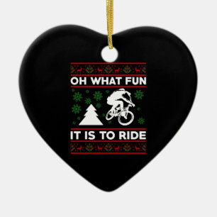 Oh What Fun It Is To Ride Bicycle Christmas Ceramic Tree Decoration