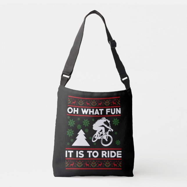 Oh What Fun It Is To Ride Bicycle Christmas Crossbody Bag (Front)