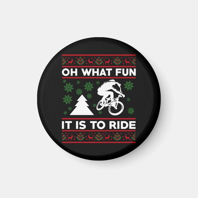 Oh What Fun It Is To Ride Bicycle Christmas Magnet (Front)