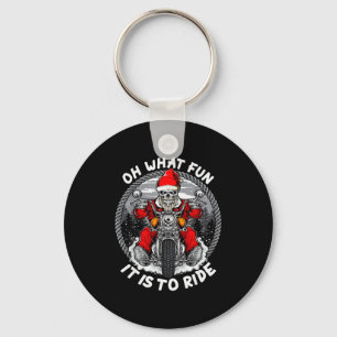 Oh What Fun It Is To Ride Christmas Santa Motorcyc Key Ring