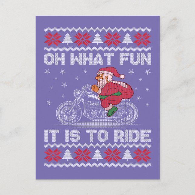 Oh What Fun It Is To Ride Funny Christmas Ugly Swe Postcard (Front)