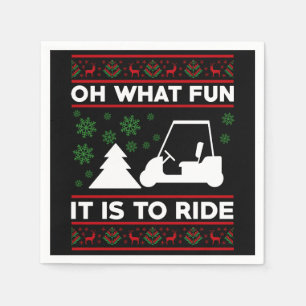 Oh What Fun It Is To Ride Golf Cart Christmas Napkin