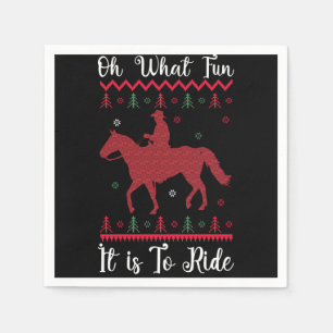 Oh What Fun It Is To Ride Horse Christmas Napkin