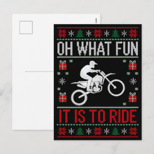 Oh What Fun It is To Ride Motorcycle Biker Santa X Holiday Postcard
