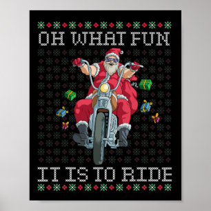 Oh What Fun It Is To Ride Motorcycle Christmas Gif Poster
