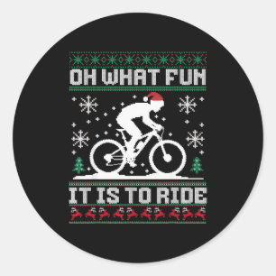 Oh What Fun It Is To Ride Mountain Bike Biker Chri Classic Round Sticker