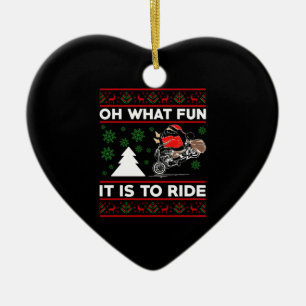 Oh What Fun It Is To Ride Santa Motocross Dirt Bik Ceramic Tree Decoration