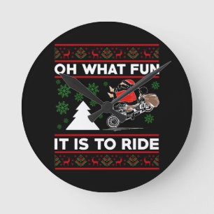 Oh What Fun It Is To Ride Santa Motocross Dirt Bik Round Clock