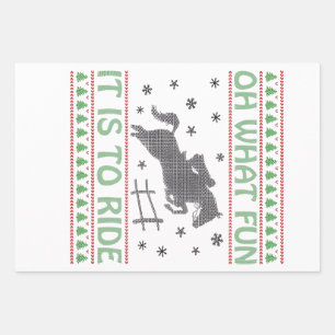 Oh What Fun It Is to Ride Ugly Christmas Horse Wrapping Paper Sheet