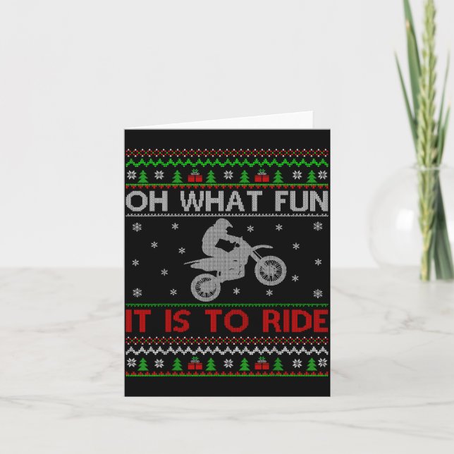 Oh What Fun It Is To Ride Xmas Ugly Motocross Chri Card (Front)
