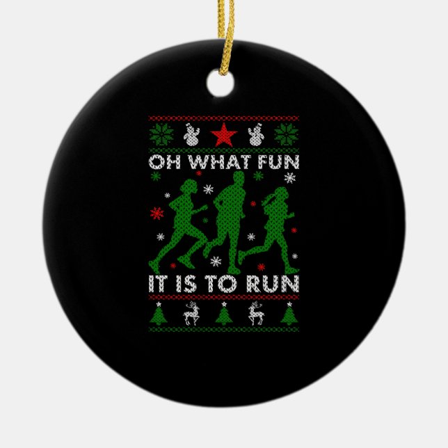 Oh What Fun It Is To Run Ceramic Tree Decoration (Front)
