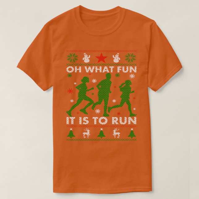 Oh What Fun It Is To Run Ugly Christmas Sweater (Design Front)