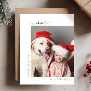 Oh What Fun! Modern Minimal Simple Christmas Photo Holiday Card