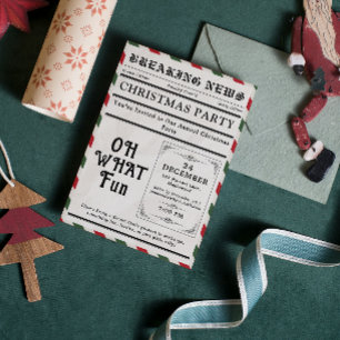 Oh What Fun Newspaper Christmas Party Invitation
