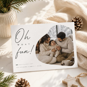 Oh What Fun Organic Curved Christmas Photo Holiday Card