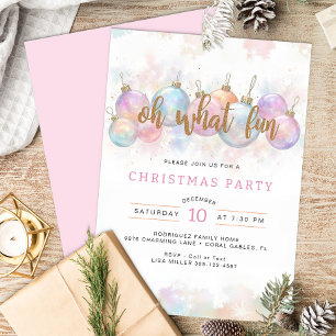 Oh What Fun Pastel Christmas Party Invitation