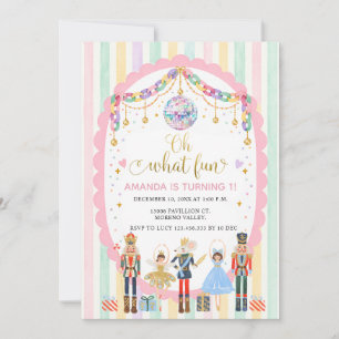 Oh What Fun Pastel Nutcracker First Birthday Invitation