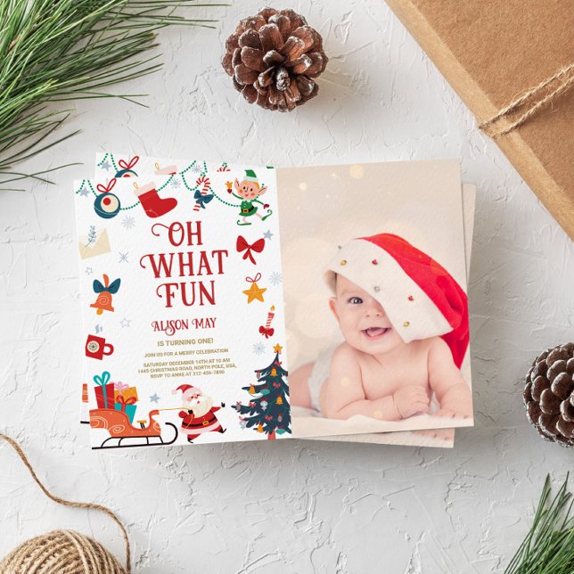 Oh What Fun Photo Birthday Invitation (Creator Uploaded)