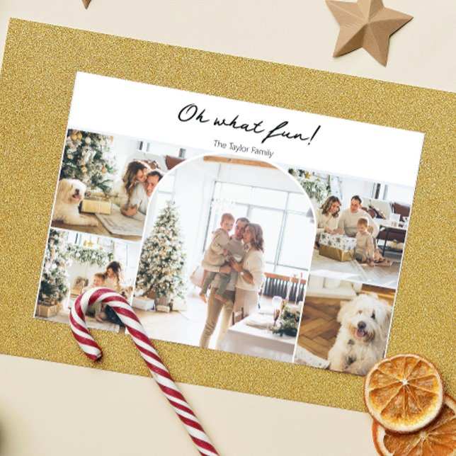 Oh What Fun Photo Christmas Personalised Holiday Card (Oh What Fun Photo Christmas Personalized Holiday Card from Ricaso. Add your own 6 photos and text)