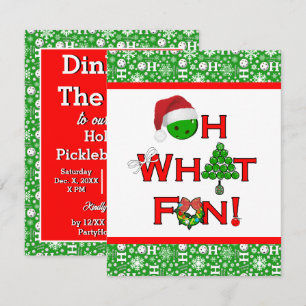 Oh What Fun Pickleball Christmas Party Invitation