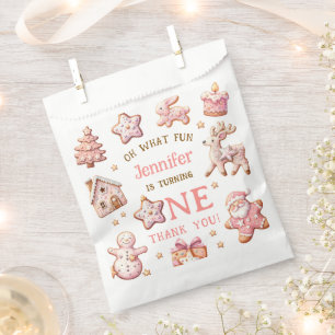 Oh What Fun Pink Cookies Christmas 1st Birthday Favour Bags