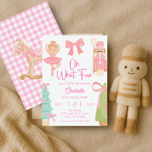 Oh What Fun Pink Nutcracker Birthday Invitation