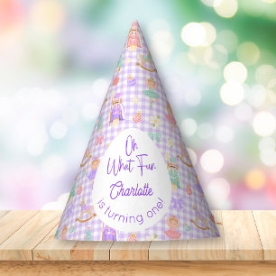 Oh What Fun Purple Gingham Nutcracker Birthday Party Hat