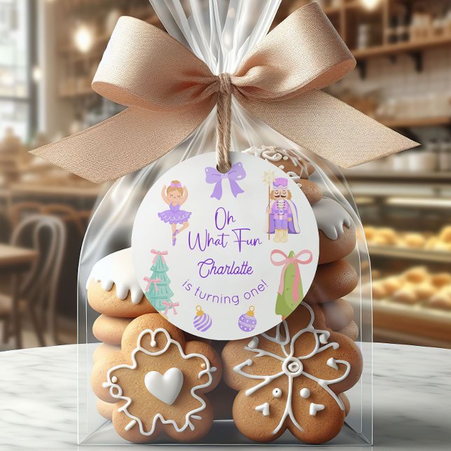 Oh What Fun Purple Nutcracker Birthday Classic Round Sticker (Creator Uploaded)