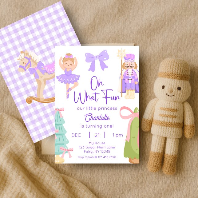 Oh What Fun Purple Nutcracker Birthday Invitation (Creator Uploaded)