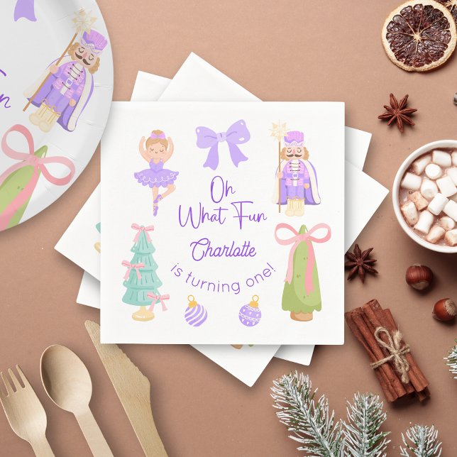 Oh What Fun Purple Nutcracker Birthday Napkin (Creator Uploaded)