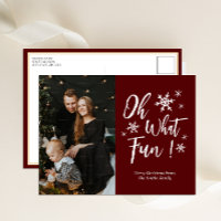 Oh What Fun Red Calligraphy Snowflakes Photo