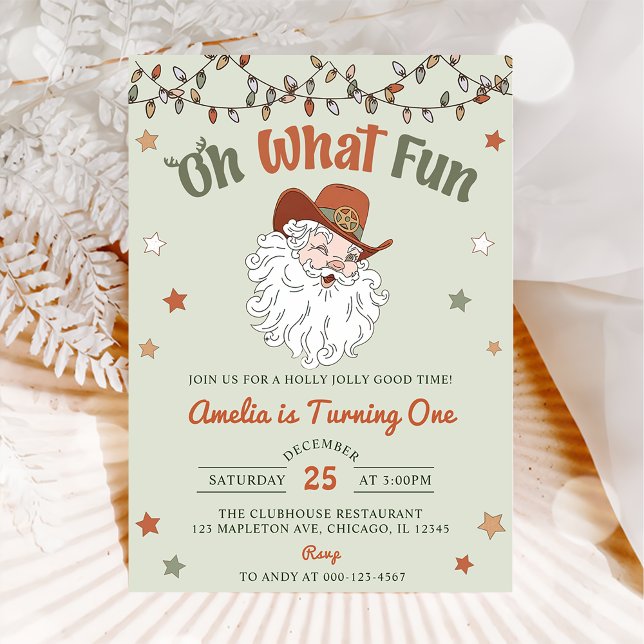 Oh What Fun Santa Christmas Birthday  Invitation (Creator Uploaded)