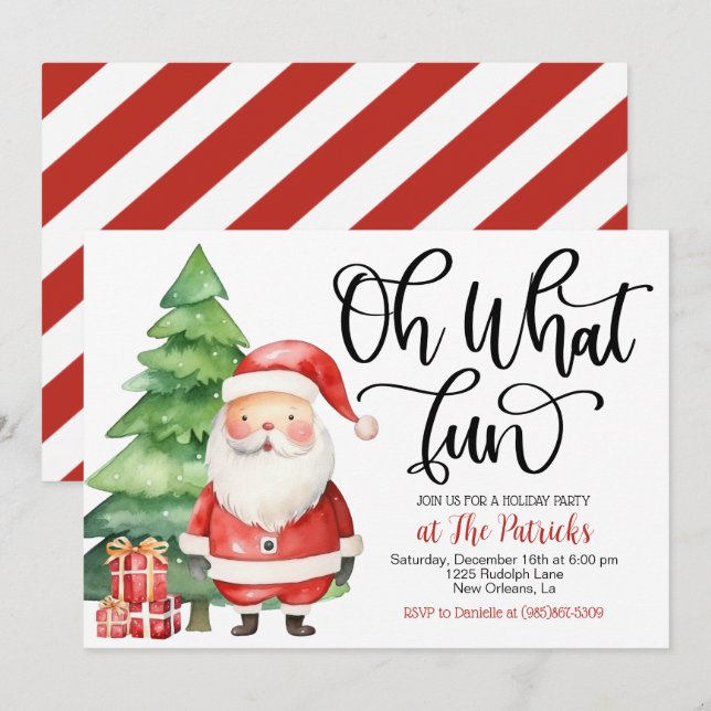 Oh What Fun Santa Holiday Party Invitation (Front/Back)
