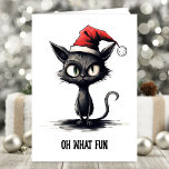 Oh What Fun Sarcastic Cat Christmas Card<br><div class="desc">Looking for a Christmas card with a twist of humour? Meet the non-plussed black cat Christmas card. This holiday greeting features a black cat donning a Santa hat, delivering a classic dose of Christmas cheer with just the right amount of attitude. Below the cat, the words "Oh What Fun" take...</div>