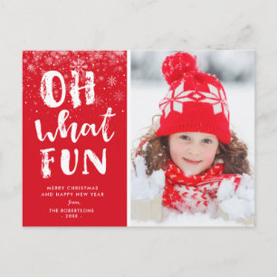 OH WHAT FUN script christmas holiday Postcard