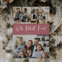 Oh What Fun Script Christmas Photo Pink