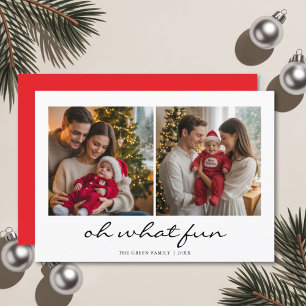 Oh What Fun Script Family Christmas Holiday card