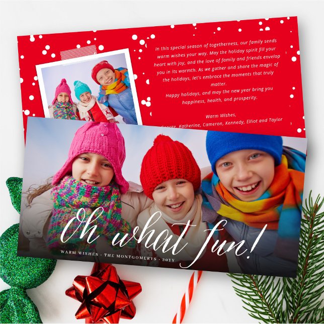 Oh What Fun Simple Script Modern Minimalist Photo Holiday Card (Creator Uploaded)