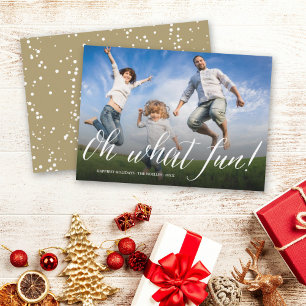 Oh What Fun Simple Script Modern Minimalist Photo Holiday Card