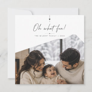 Oh What Fun Slanted Photo Winter Christmas Holiday Card
