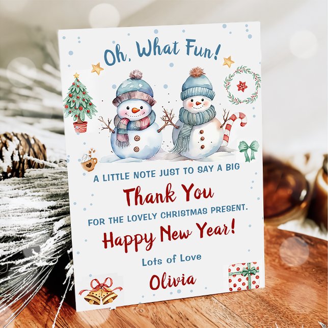 Oh What Fun Snow Christmas Party  Thank You  Invitation (Creator Uploaded)